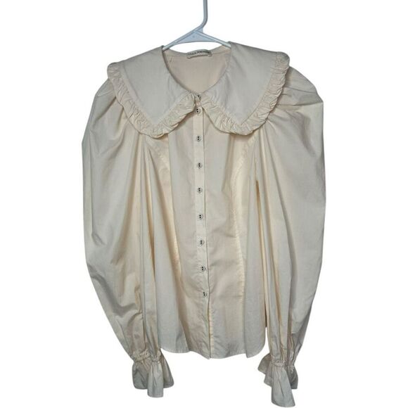 Ulla Johnson Marietta Puff Sleeve Blouse in DogWood Size 4 Cream Victorian - Picture 2 of 11